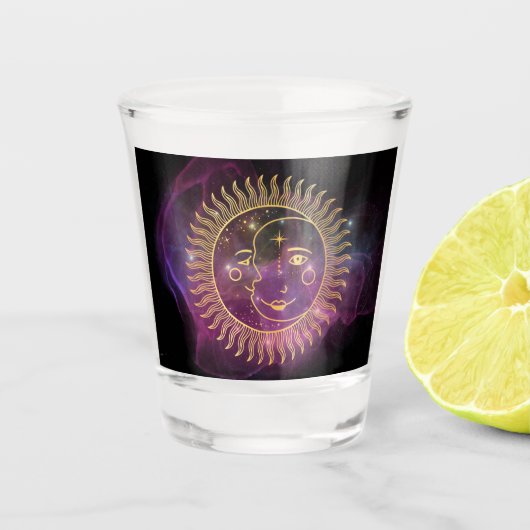 Paarse Celestial Sun en Moon Shot Glas (Voorkant)