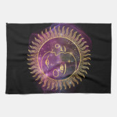 Paarse Celestial Sun en Moon Theedoek (Horizontaal)