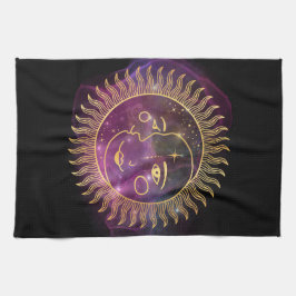 Paarse Celestial Sun en Moon Theedoek
