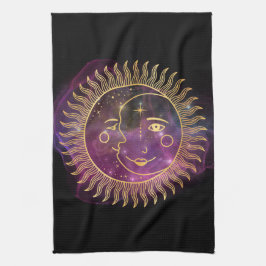 Paarse Celestial Sun en Moon Theedoek