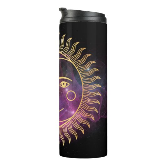 Paarse Celestial Sun en Moon Thermosbeker (Geroteerd rechts)