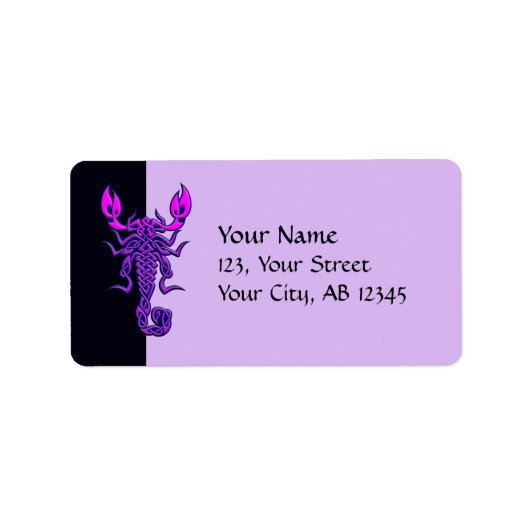 Paarse Celtic Knot Scorpion Etiket (Voorkant)