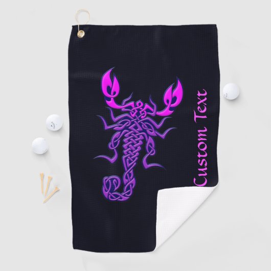 Paarse Celtic Knot Scorpion Golf Towel Golfhanddoek (Insitu)