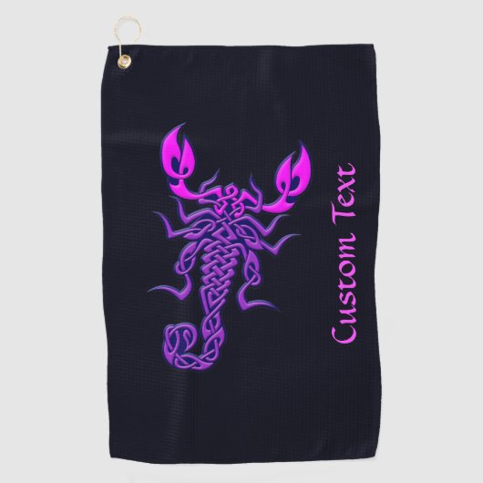 Paarse Celtic Knot Scorpion Golf Towel Golfhanddoek (Voorkant)
