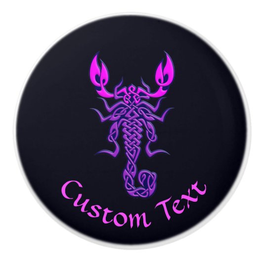 Paarse Celtic Knot Scorpion Keramische Knop (Voorkant)