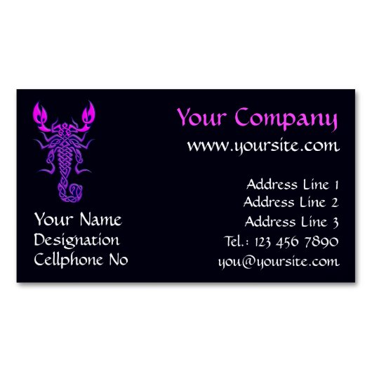 Paarse Celtic Knot Scorpion Magnetisch Visitekaartje (Voorkant)