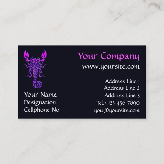 Paarse Celtic Knot Scorpion Visitekaartje (Voorkant)