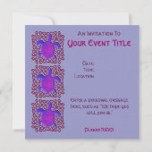 Paarse Celtic Knot Turtle Invitations Kaart (Achterkant)