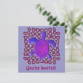 Paarse Celtic Knot Turtle Invitations Kaart (Staand voorkant)
