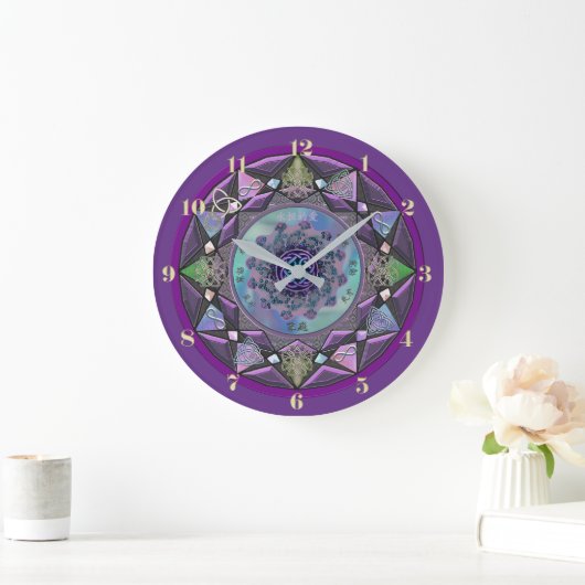 Paarse Celtic Mandala Wall klok (Huis)
