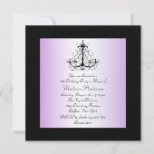 Paarse Chadelier Sweet 16 verjaardagsfeestje Kaart (Achterkant)