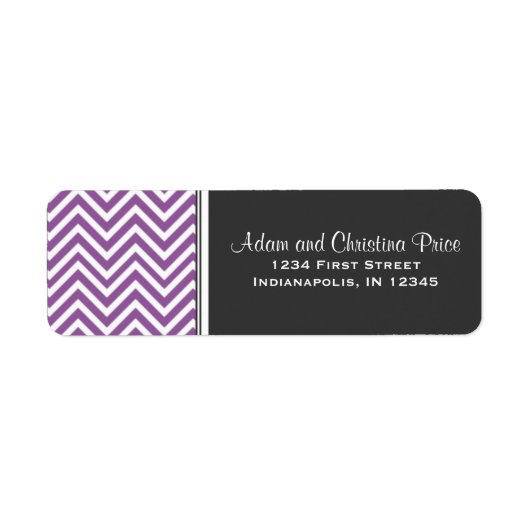 Paarse Chalkboard Chevron Adreslabel Etiket (Voorkant)