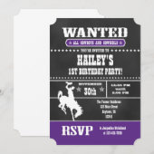 Paarse Chalkboard Cowboy Birthday Kaart (Voorkant / Achterkant)