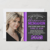 Paarse Chalkboard Foto Afstuderen Aankondiging (Voorkant)