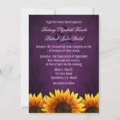 Paarse Chalkboard Sunflower Wedding Invitting Kaart (Achterkant)
