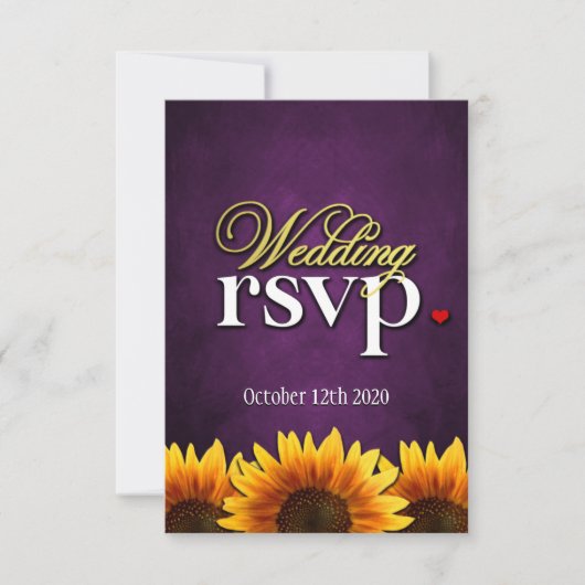 Paarse Chalkboard Sunflower Wedding RSVP-kaarten RSVP Kaartje (Voorkant)