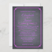 Paarse  Chalkboard Wedding Invitations Kaart (Voorkant)