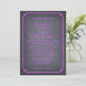 Paarse  Chalkboard Wedding Invitations Kaart (Staand voorkant)