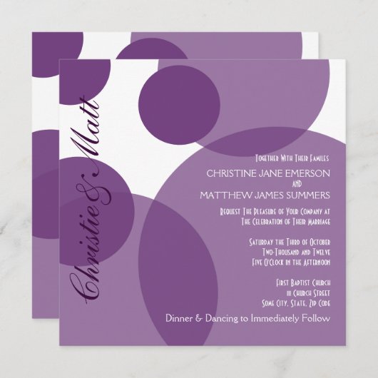 Paarse Champagne Bubbles Moderne Weddenschap Kaart (Voorkant / Achterkant)