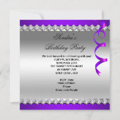 Paarse Champagne Glitter Shoes Birthday Party Kaart (Achterkant)