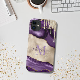 Paarse, Champagne Ivoor & Gold Agaat Stone Case-Mate iPhone Case