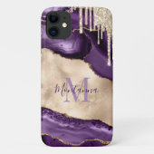 Paarse, Champagne Ivoor & Gold Agaat Stone Case-Mate iPhone Case (Achterkant)