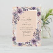 Paarse Champagne Loof Eucalyptus Bruiloft Kaart (Staand voorkant)