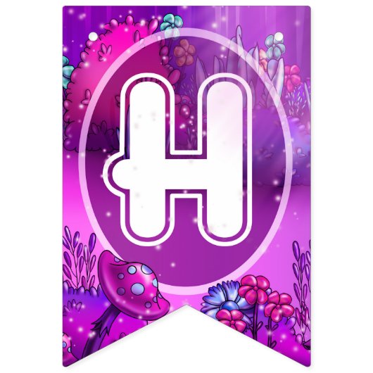 Paarse champignonbroed Birthday Vlaggetjes (Tweede vlag)