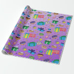 Paarse Chanoeka Patroon Cadeaupapier<br><div class="desc">Paarse Chanoeka Patroon Wrapping Papier</div>