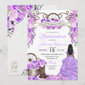 Paarse Charra Princess Western Quinceanera Kaart (Voorkant / Achterkant)