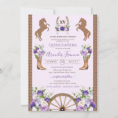 Paarse Charra Quinceanera Floral Rustial Western Kaart (Voorkant)