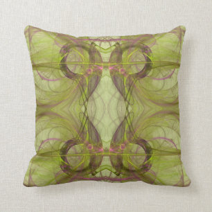Paarse, Chartreuse en Grijze Abstracte Fractale Ku Kussen