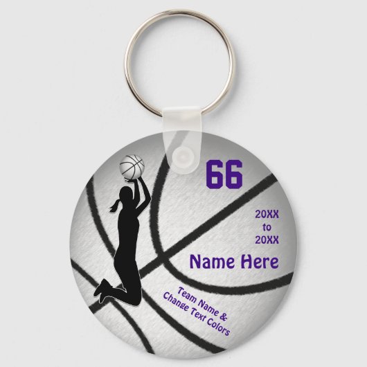 Paarse Cheap Basketbalteam cadeaus voor meisjes Sleutelhanger (Voorkant)