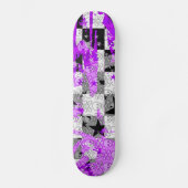 Paarse Check Star Skull Skateboard (Voorkant)