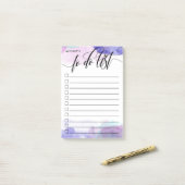 Paarse checkbox voor  kalligrafie post-it® notes (Op bureau)