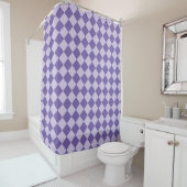 Paarse Checker Diamond Pattern Douchegordijn (In situ)