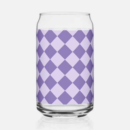 Paarse Checker Diamond Pattern Glass Blikvorm Glas (Voorkant)