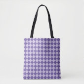 Paarse Checker Diamond Pattern Schouder Tote Bag (Voorkant)
