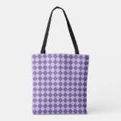 Paarse Checker Diamond Pattern Schouder Tote Bag (Achterkant)