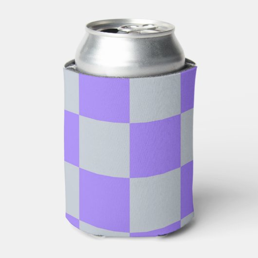 Paarse Checkerboard Retro Classic Modern Geometric Blikjeskoeler (Blikje Voorkant)