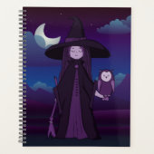 Paarse Cheeky Witch® Planner met heks en kippen (Voorkant)