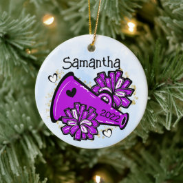 Paarse Cheer Ornament Megaphone Pom Cute