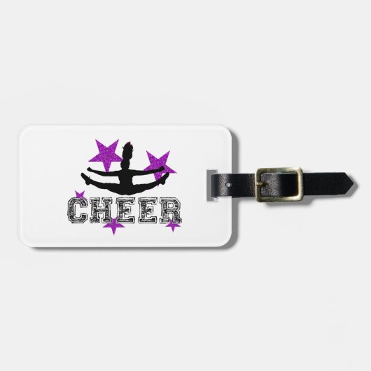 Paarse cheerleader bagagelabel (Voorkant horizontaal)