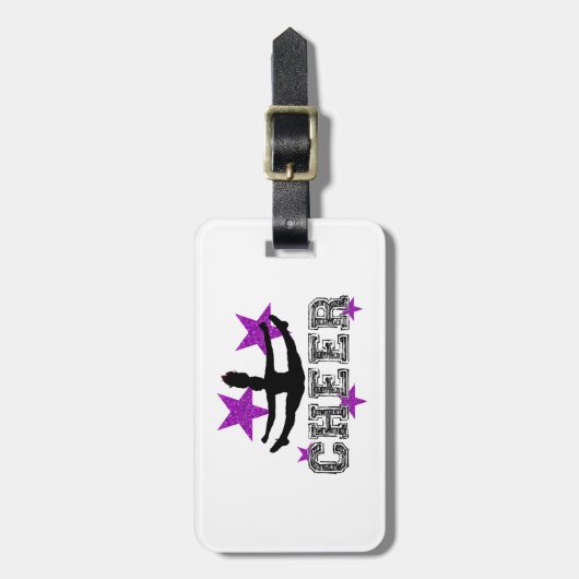 Paarse cheerleader bagagelabel (Voorkant verticaal)