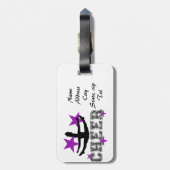 Paarse cheerleader bagagelabel (Achterkant verticaal)