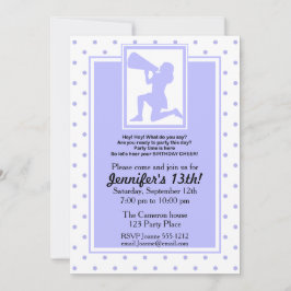 Paarse Cheerleader Birthday Invitation past zich a Kaart