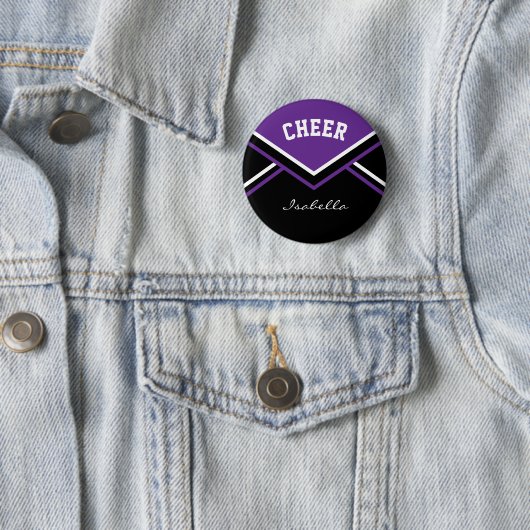 Paarse Cheerleader Cheer Ronde Button 5,7 Cm (In situ)