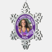 Paarse cheerleader foto gepersonaliseerd tin sneeuwvlok ornament (Rechts)