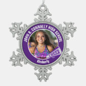 Paarse cheerleader foto gepersonaliseerd tin sneeuwvlok ornament (Voorkant)