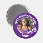 Paarse cheerleader foto High School Spirit Cheer Magneet (Voorkant / Achterkant)